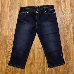 Coogi Denim Jeans Capris Cropped Colorful Embroidered Pockets Wmns Size 17/18‎